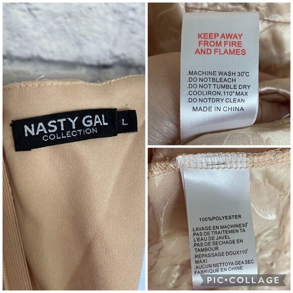 Nasty Gal Large Champagne Eyelet 'Em Stop And Stare Satin Mini Dress - Picture 14 of 16